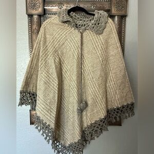 Elegant Cream Cape with Crochet Details